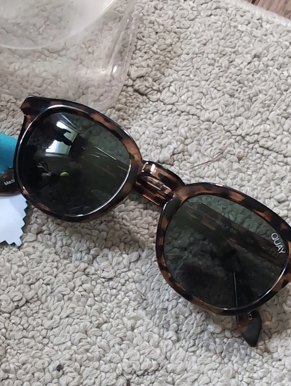 Quay Australia Tortoiseshell Frame Sunglasses with Green Lenses